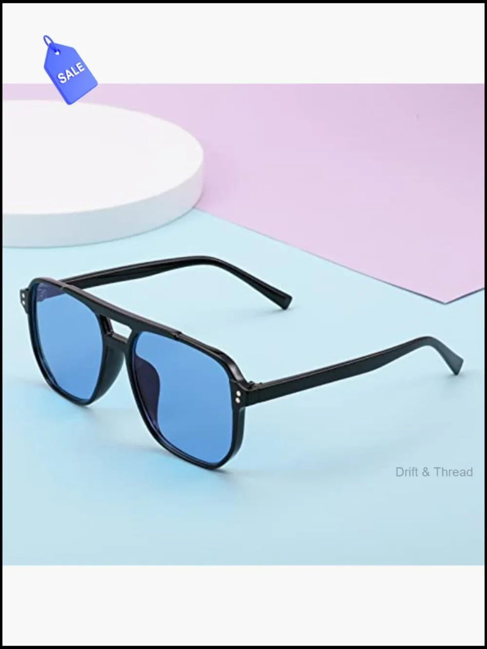 Retro Square Aviator Sunglasses Women 70s Vintage Trendy UV400 Plastic Frame